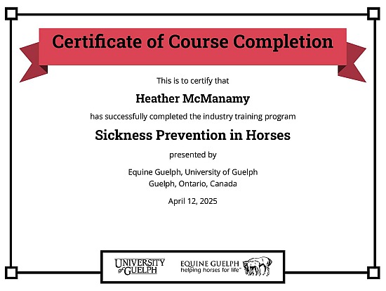 Sickness Prevention in Horses short course